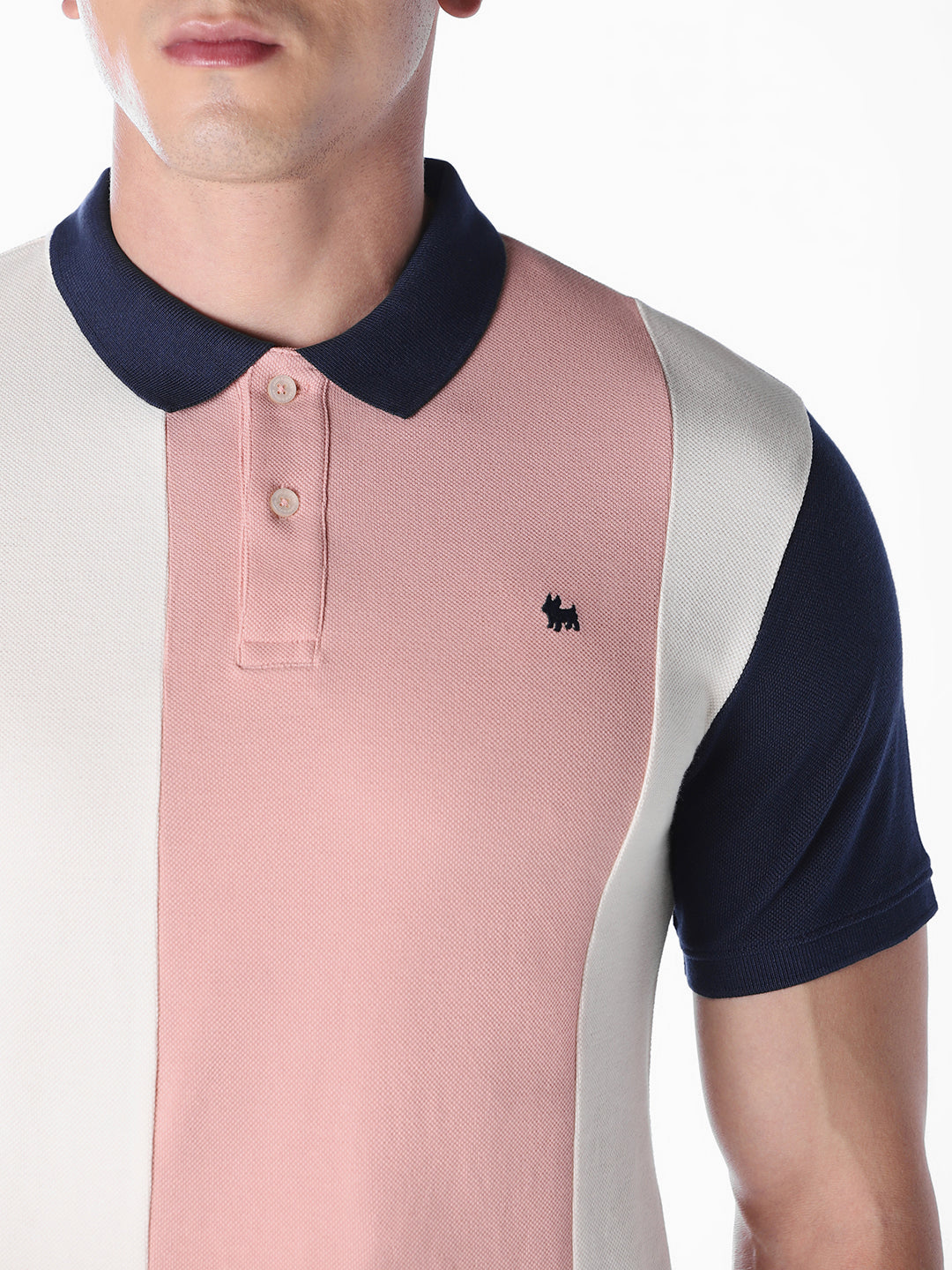 White colour blocked Regular Fit polos