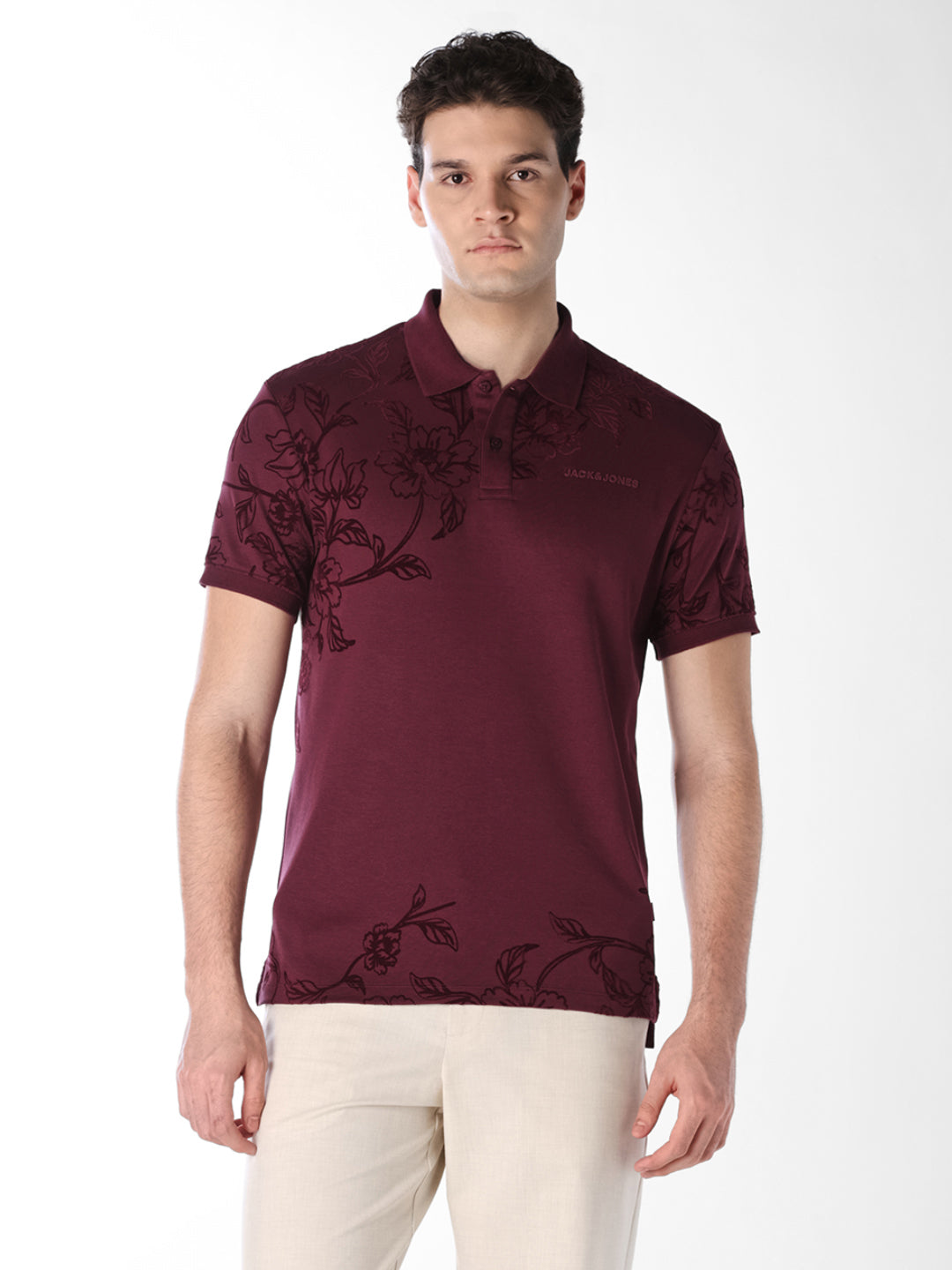 Floral Print Cotton Polo