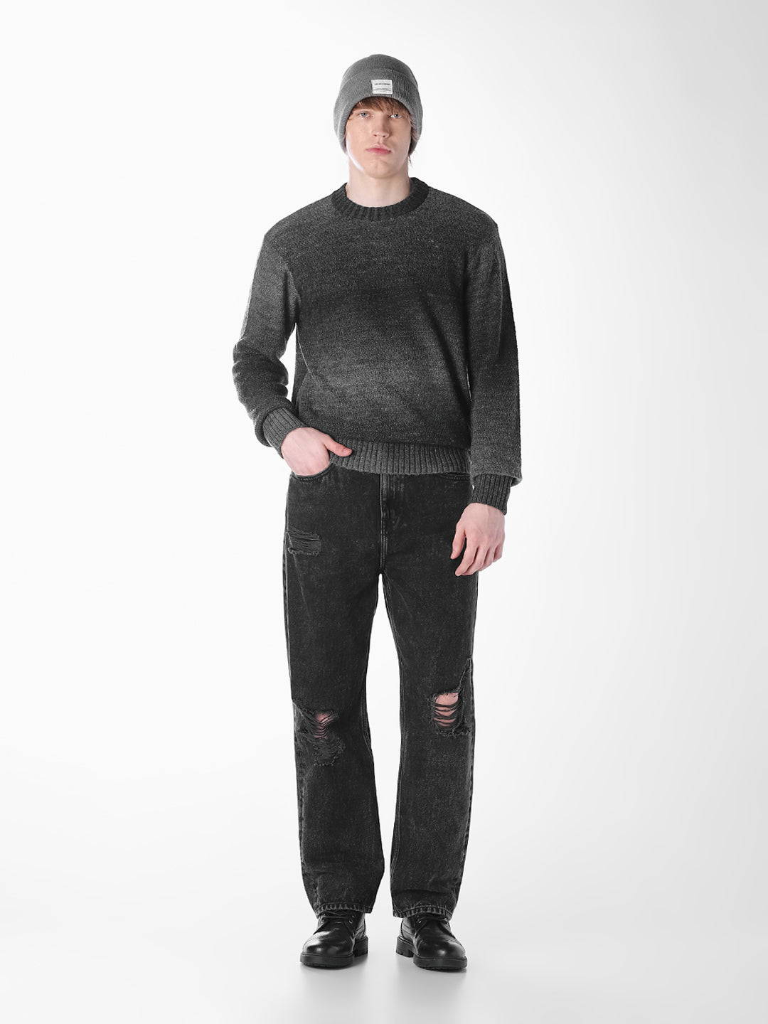 Green yarn dyed Regular Fit Pullover
