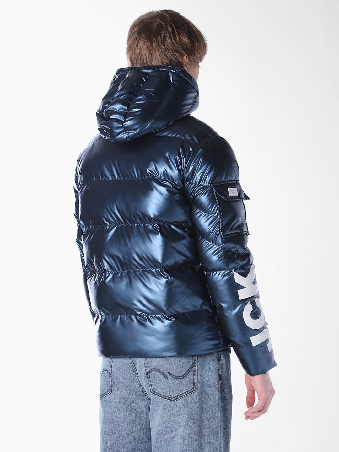 Blue printed Regular Fit Jacket