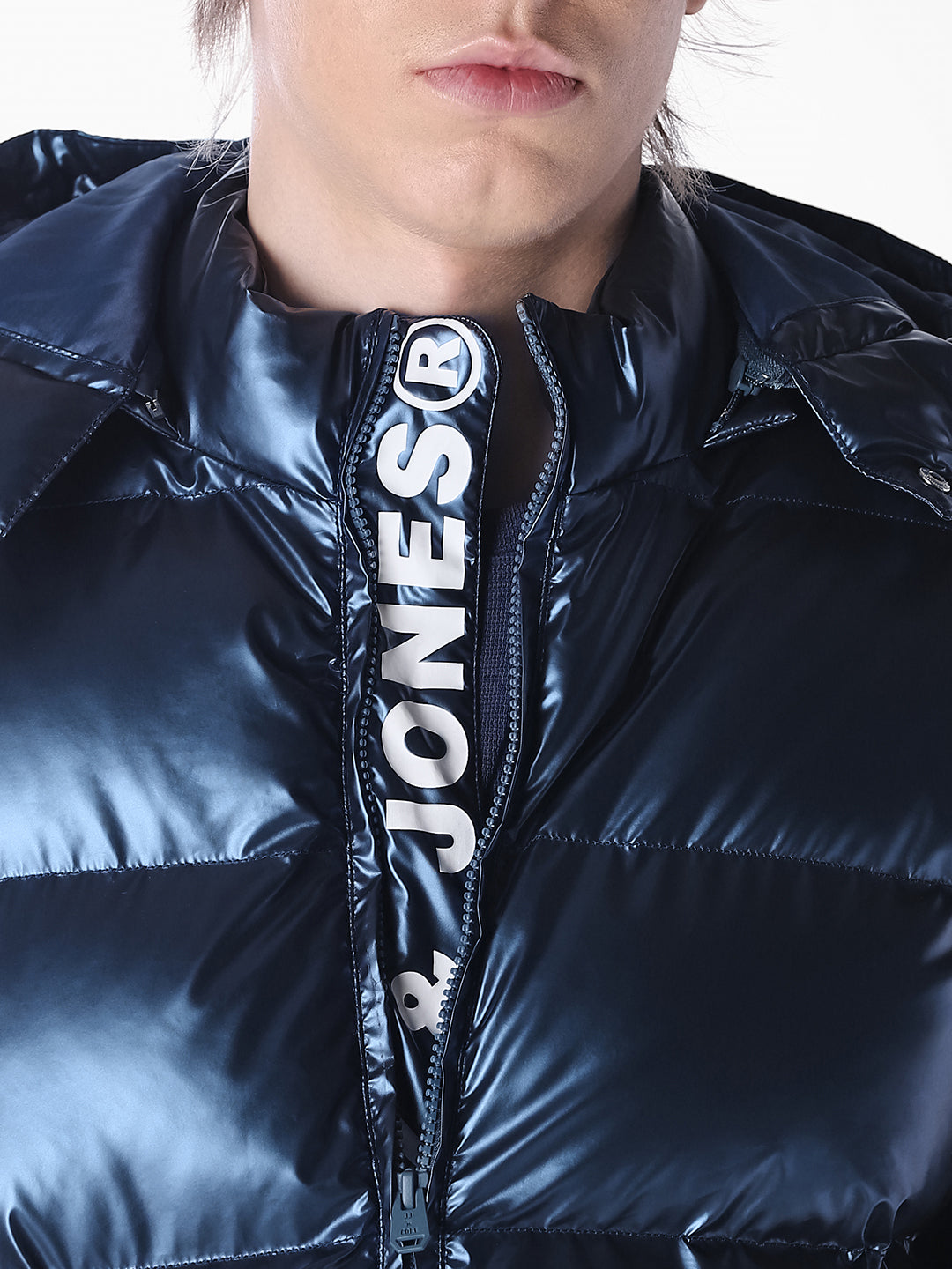 Blue printed Regular Fit Jacket