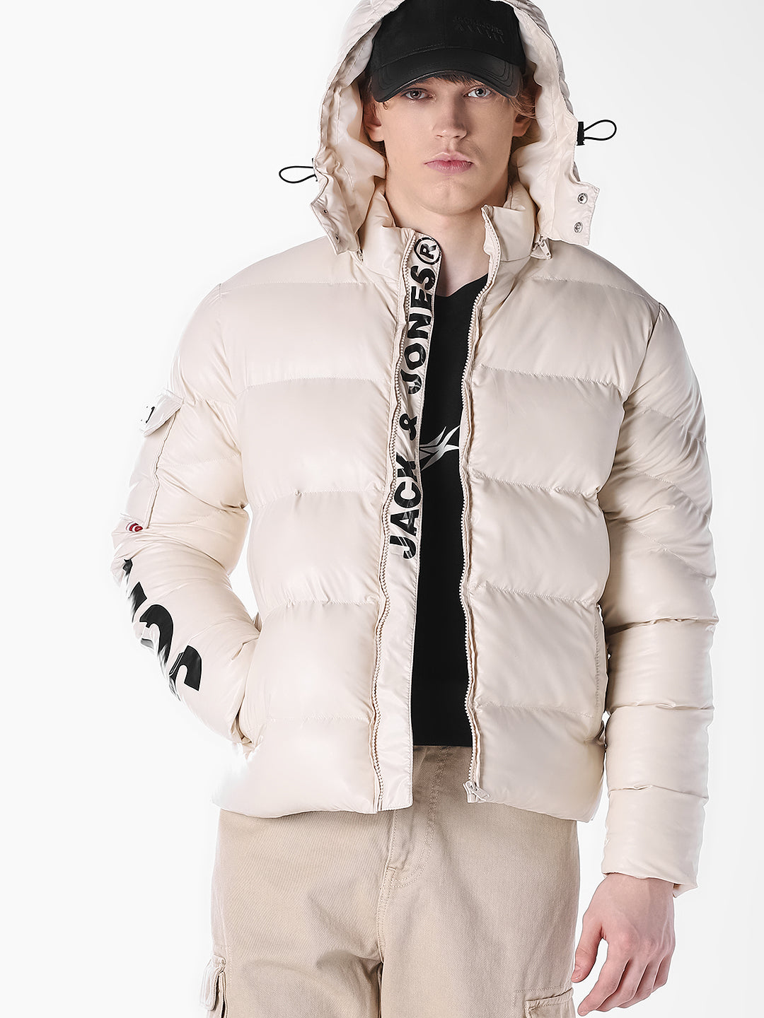 White placement print Regular Fit Jacket