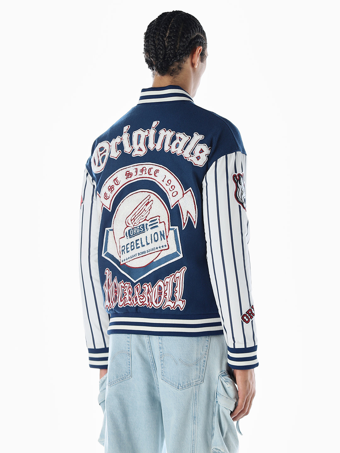 Blue placement print Regular Fit Jacket