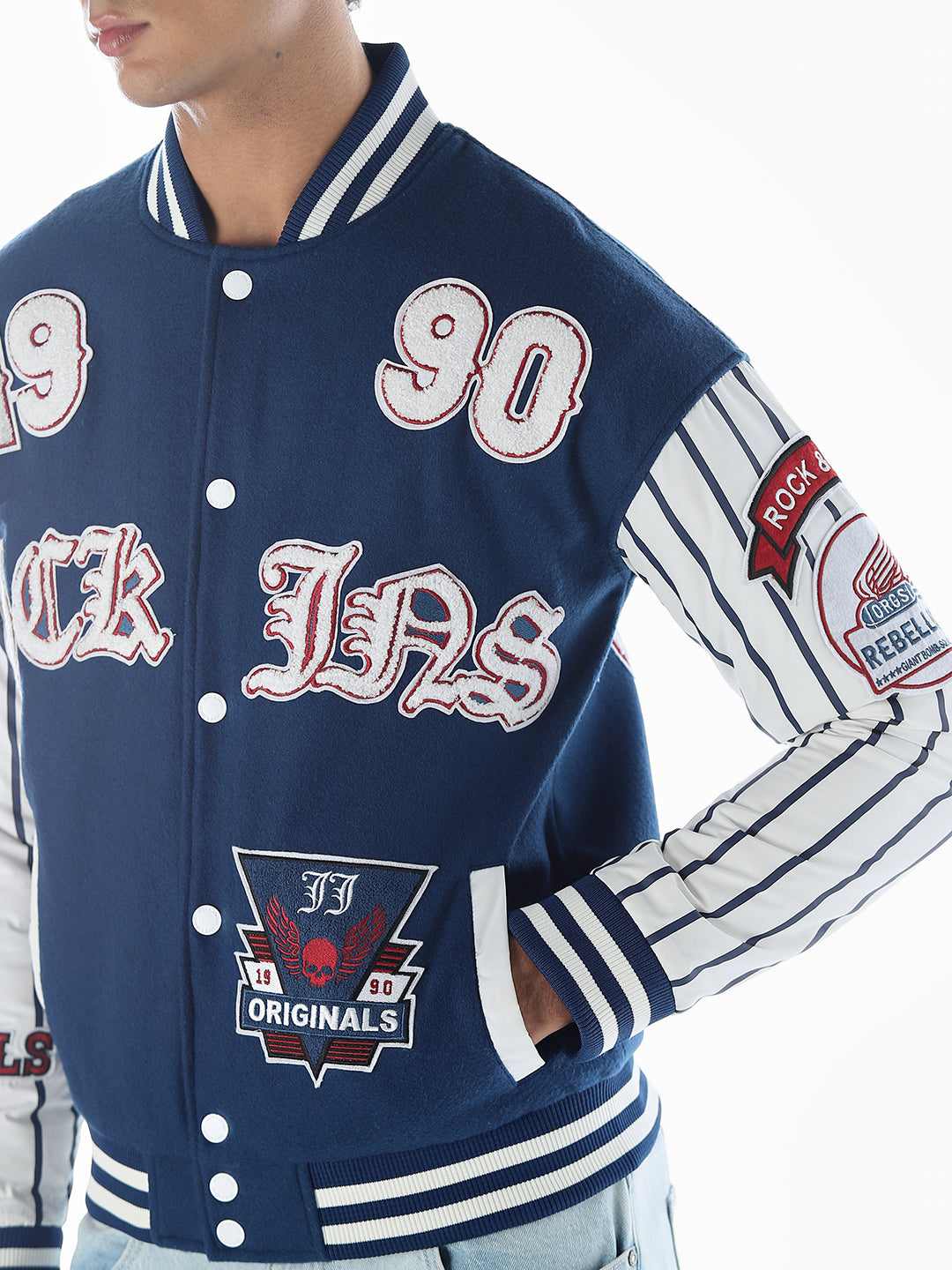 Blue placement print Regular Fit Jacket