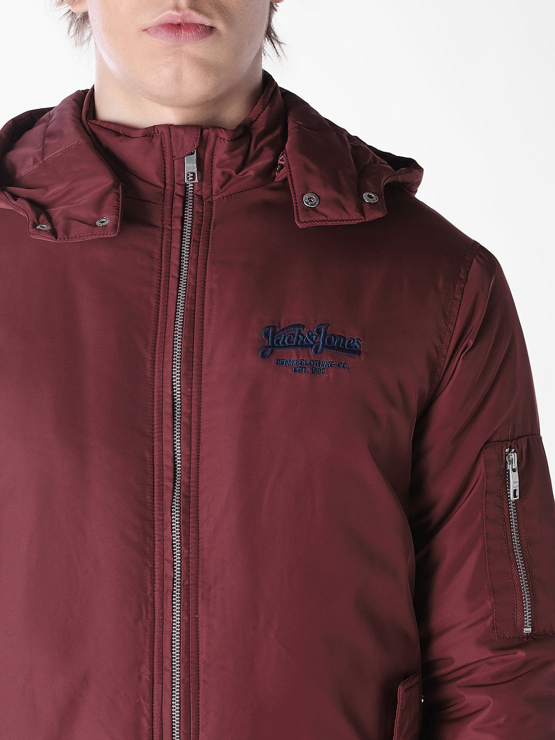 brick red Solid Regular Fit Jacket