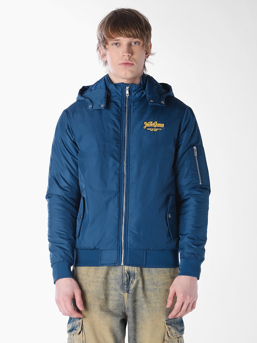 Blue Solid Regular Fit Jacket