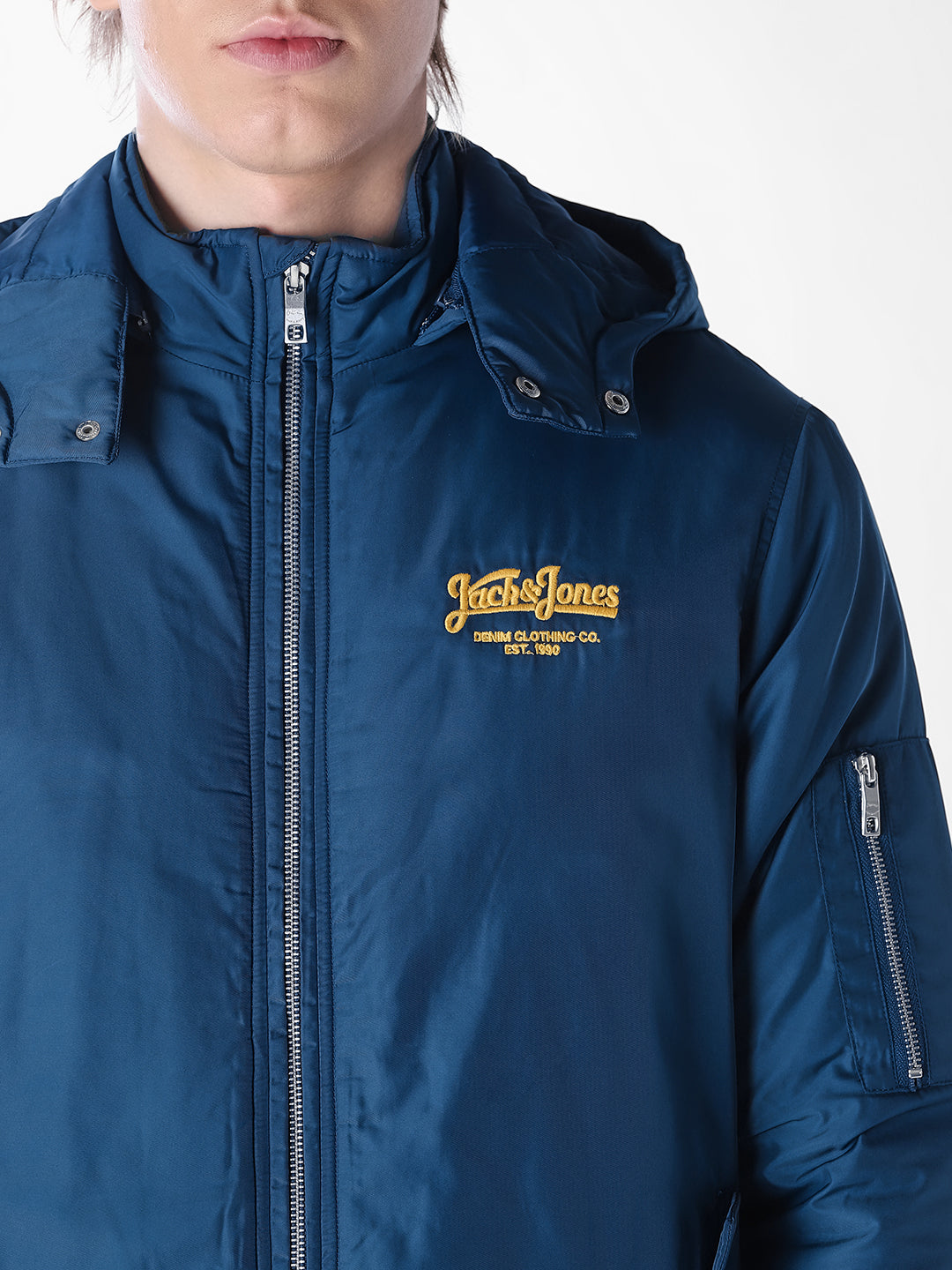 Blue Solid Regular Fit Jacket
