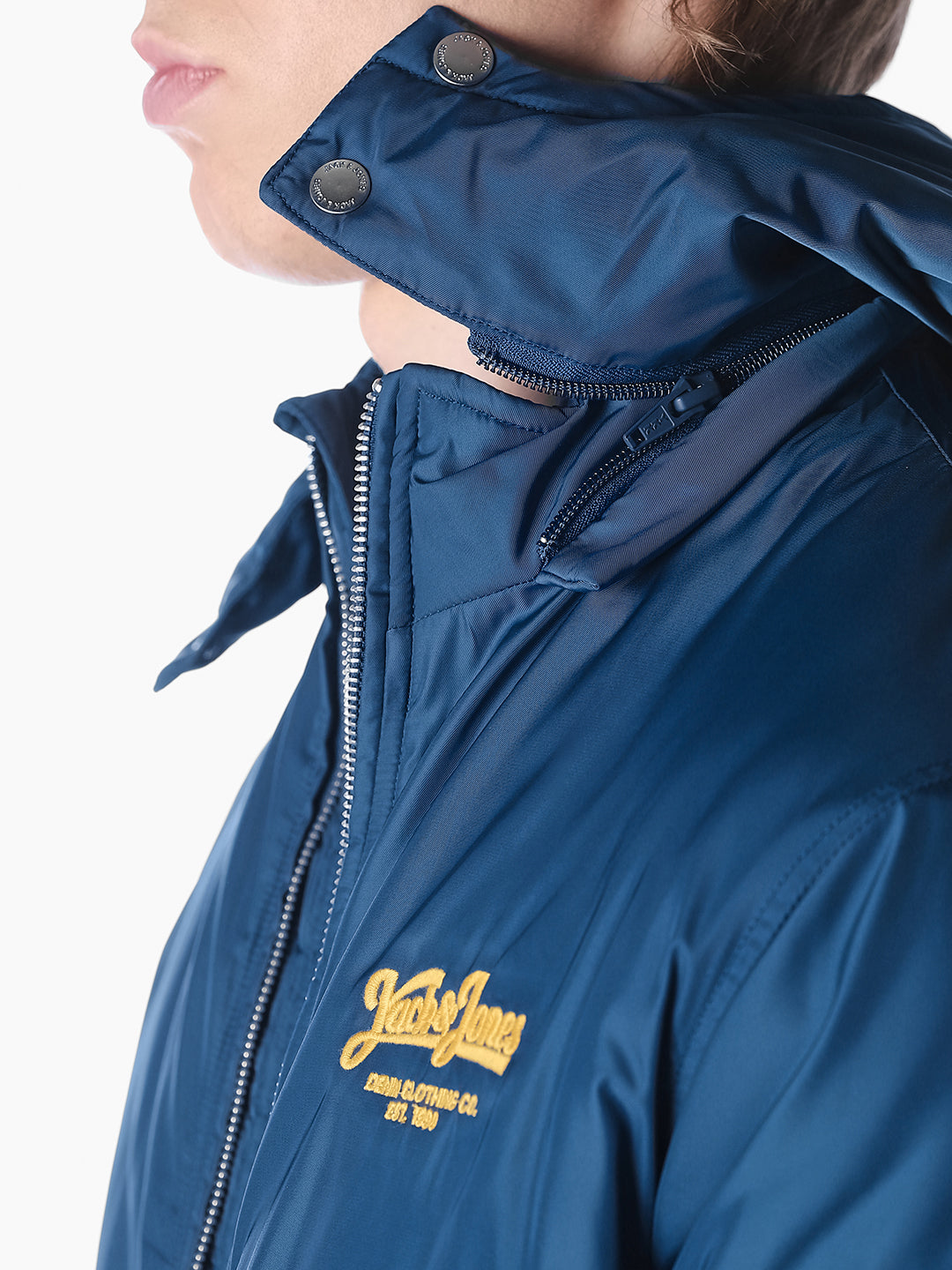 Blue Solid Regular Fit Jacket