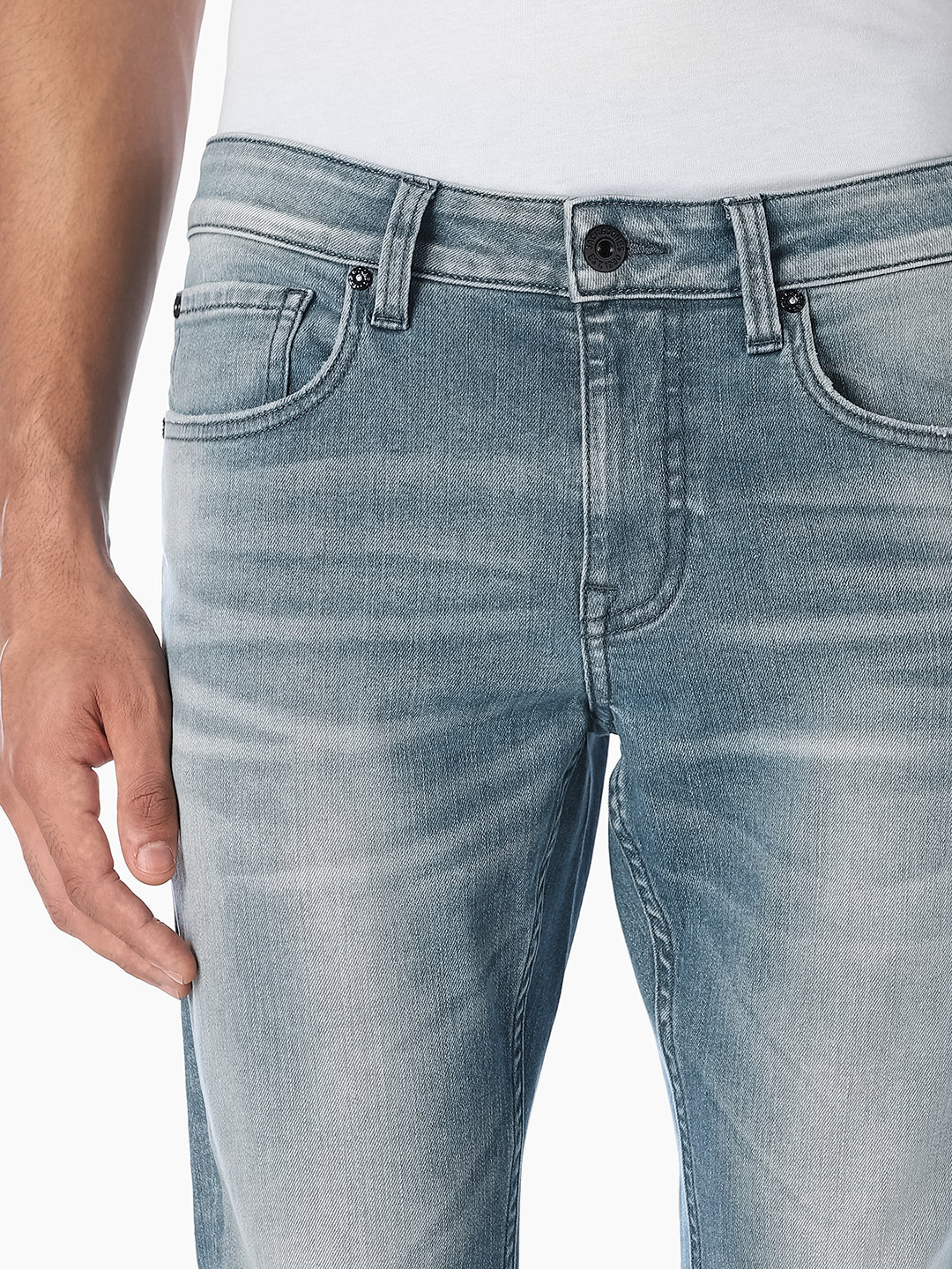 Blue Cropped Slim Fit Jeans