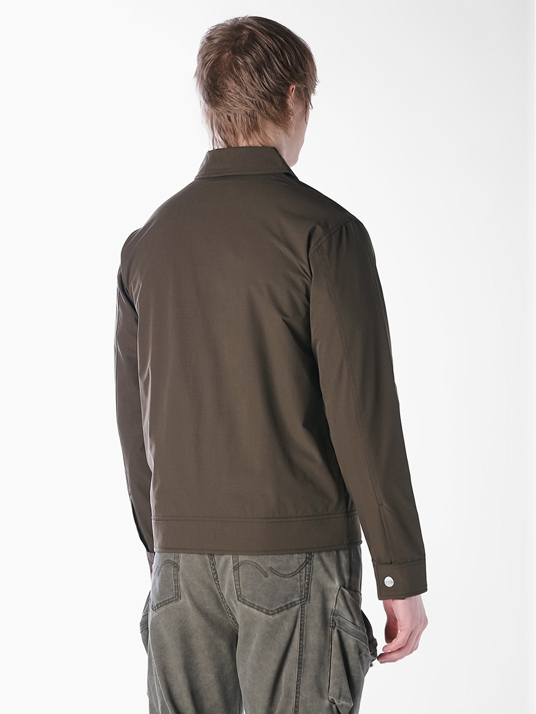 dark olive Solid Regular Fit Jacket