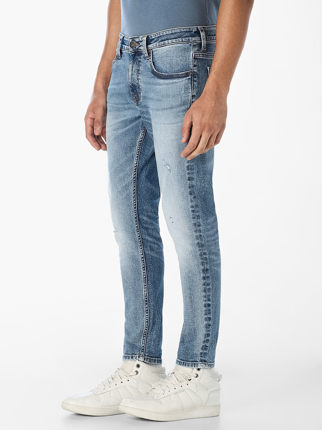 Light Blue Cropped Slim Fit Jeans