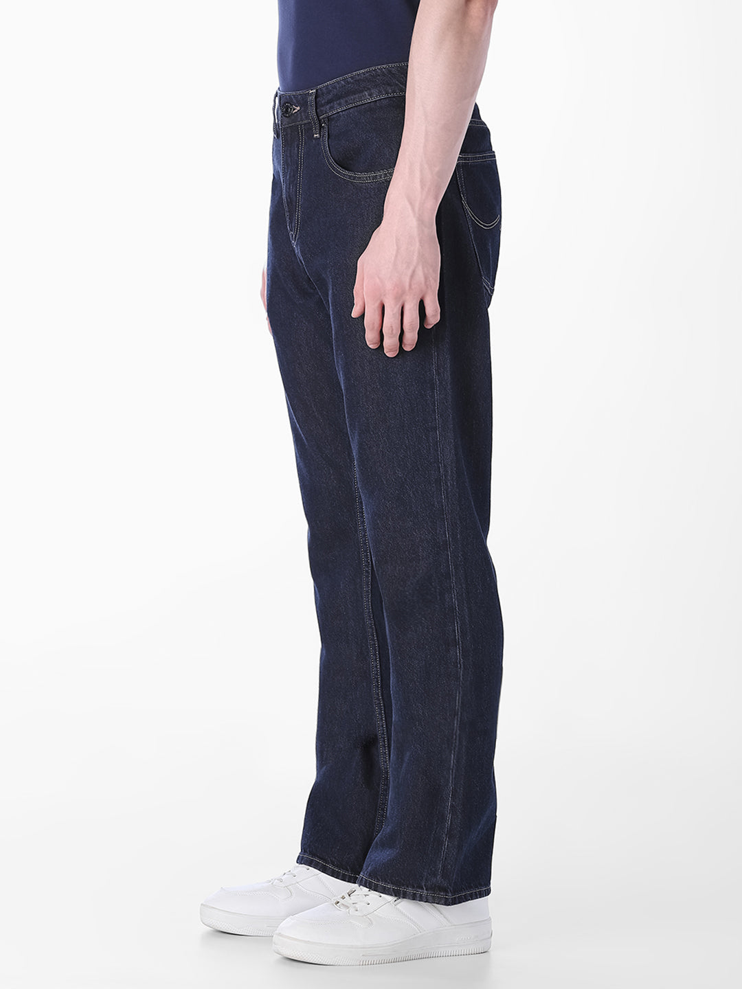 dark blue denim bootcut jeans