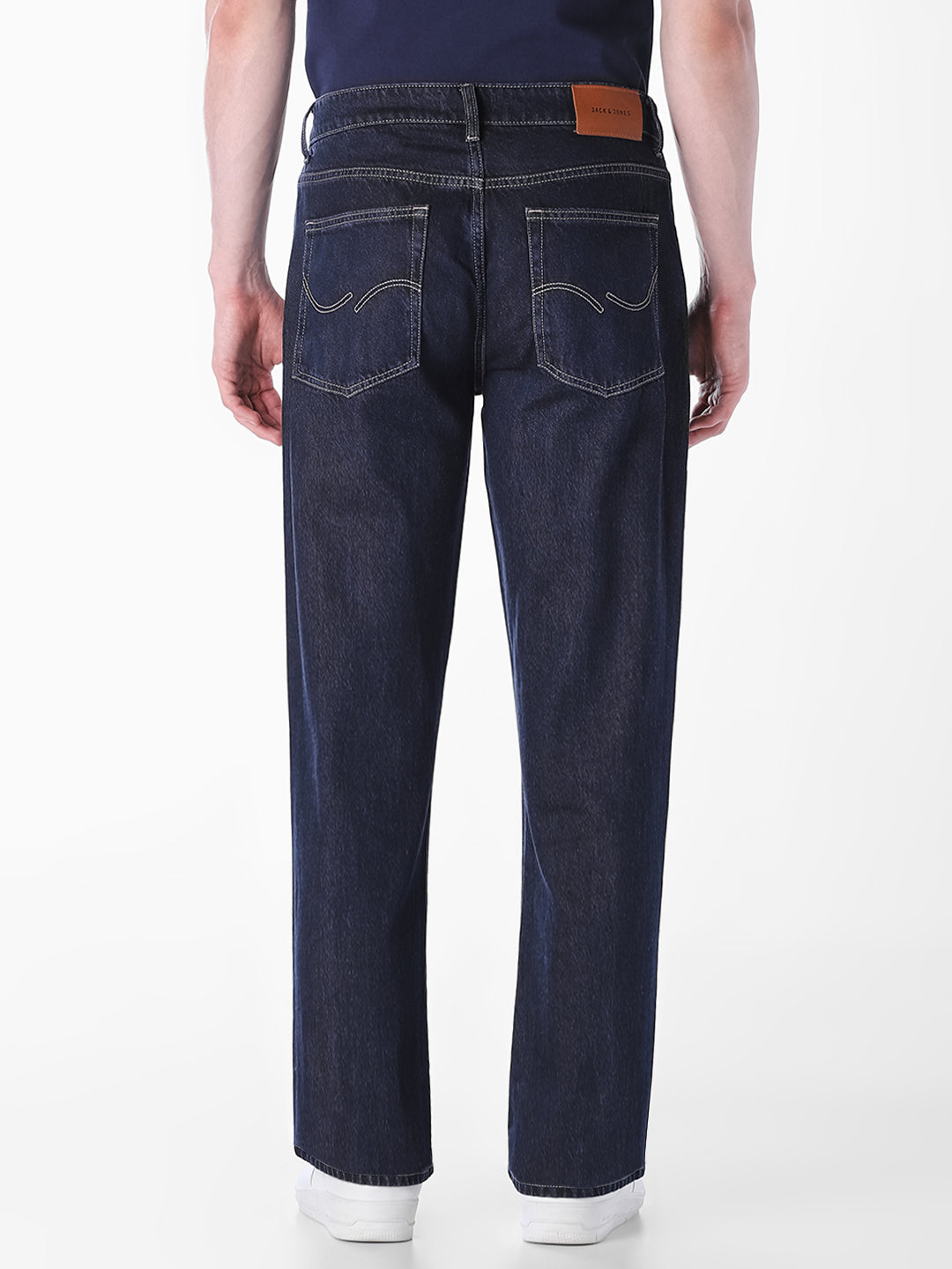 dark blue denim bootcut jeans