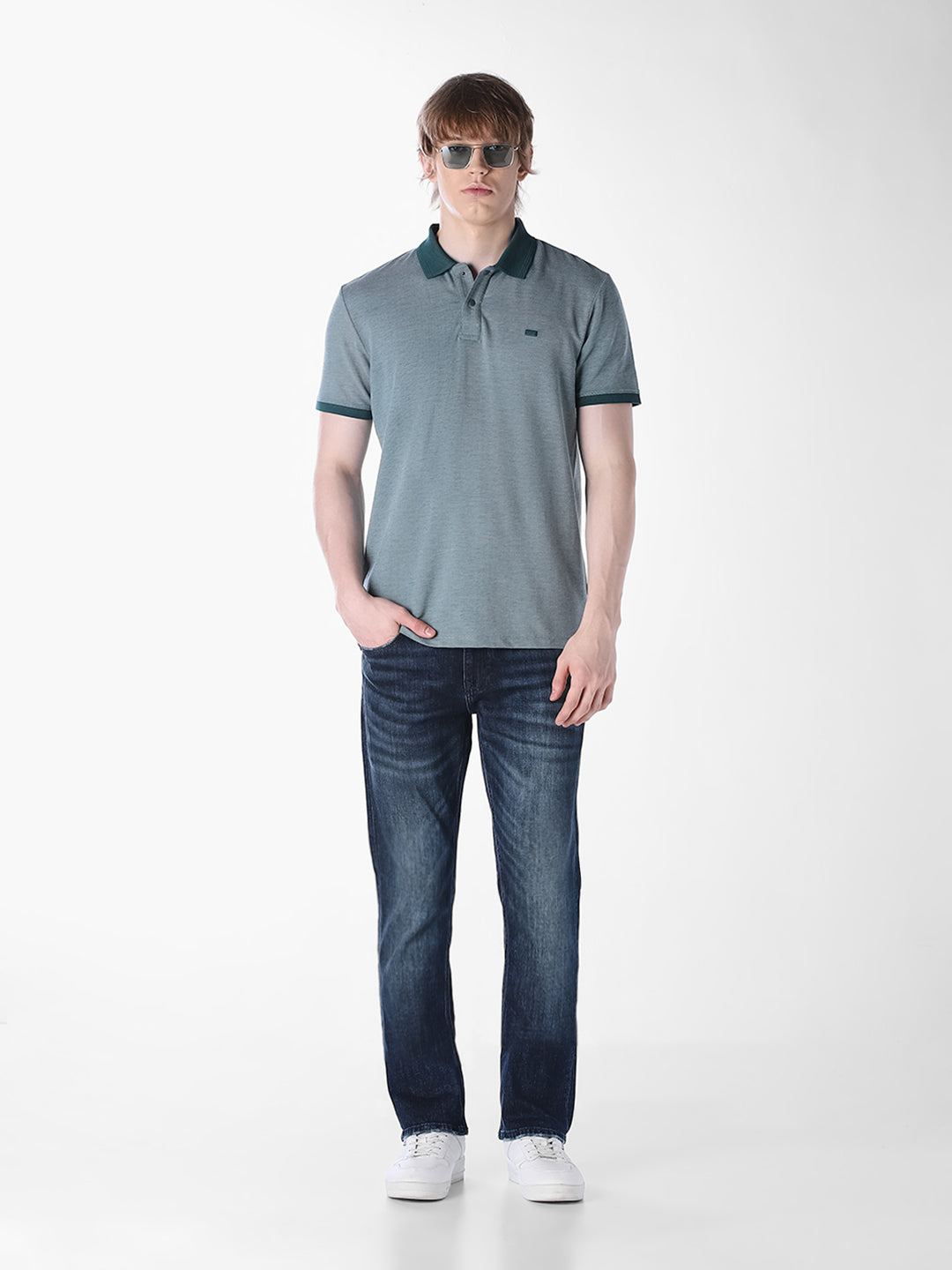 dark blue denim straight Fit jeans