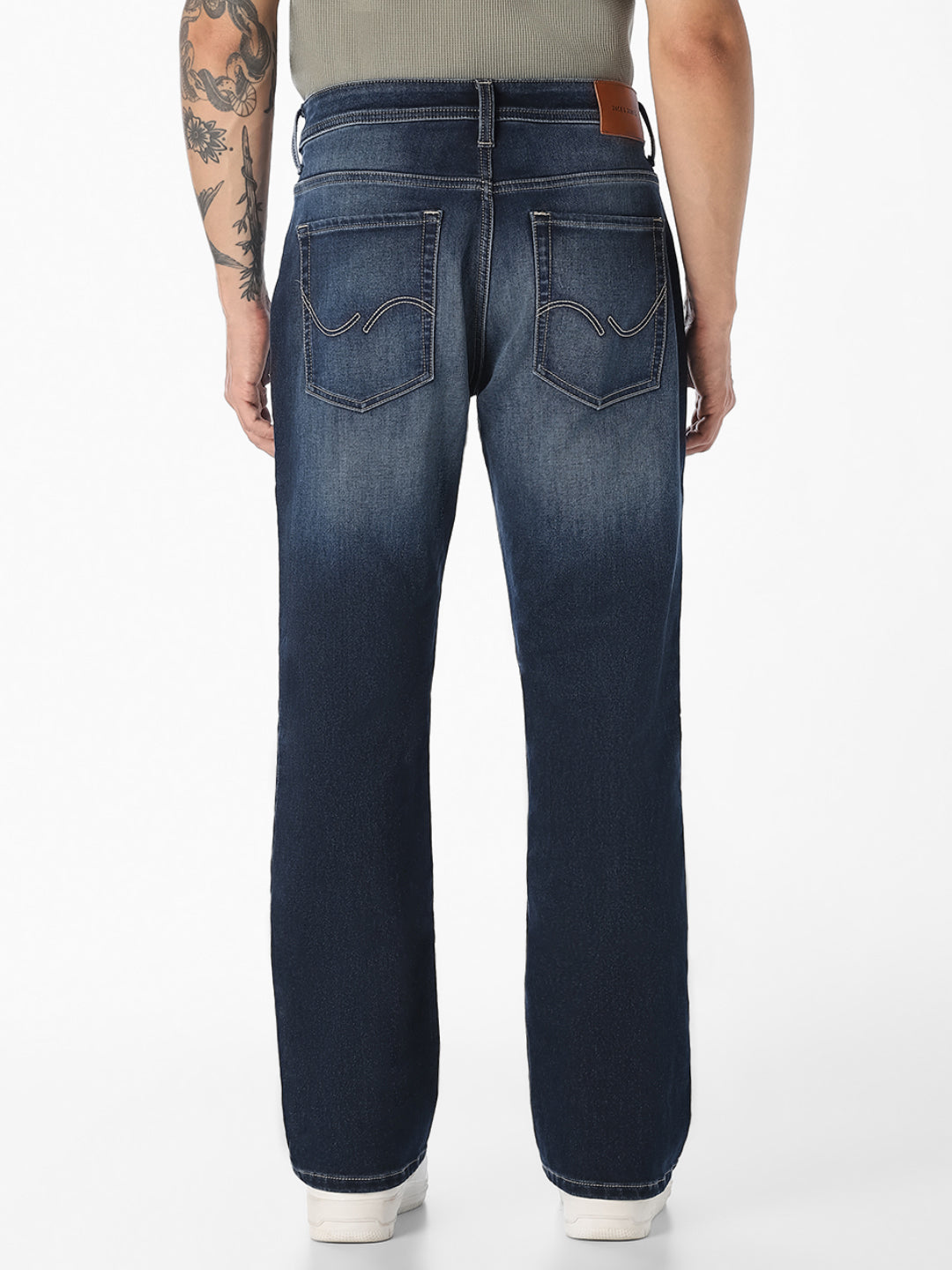 Dark Blue Washed Bootcut Jeans