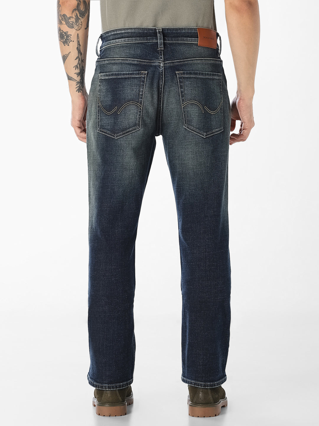 Dark Blue Washed Bootcut Jeans
