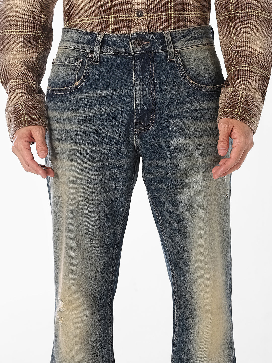 Blue Faded Bootcut Jeans