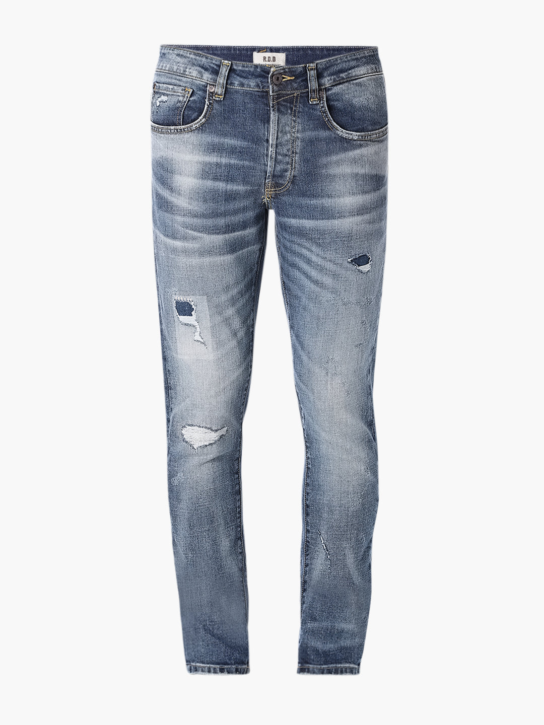 Light Wash Distressed Slim Fit Jeans