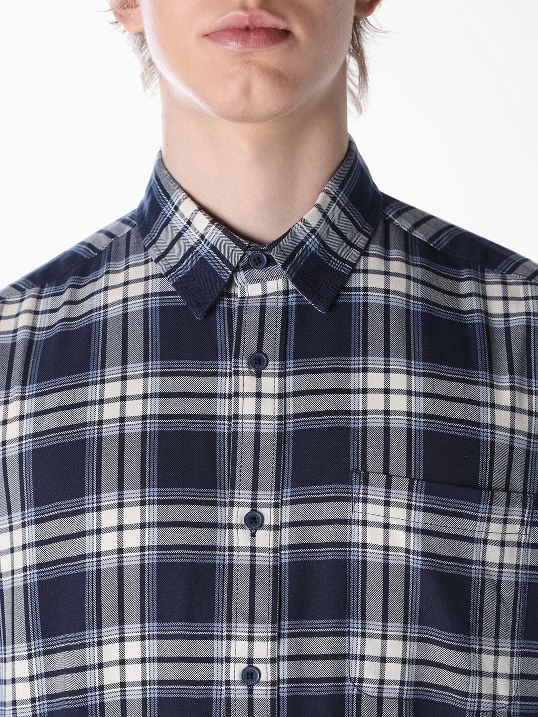 Navy Check Cotton Shirt