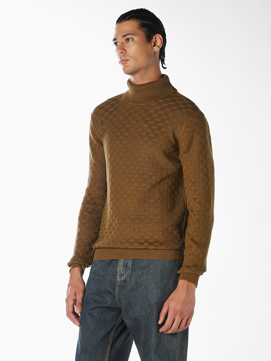 Textured high-neck Pullover