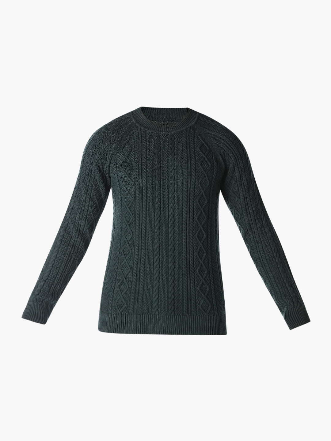 Dark Green Cable Knit Pullover