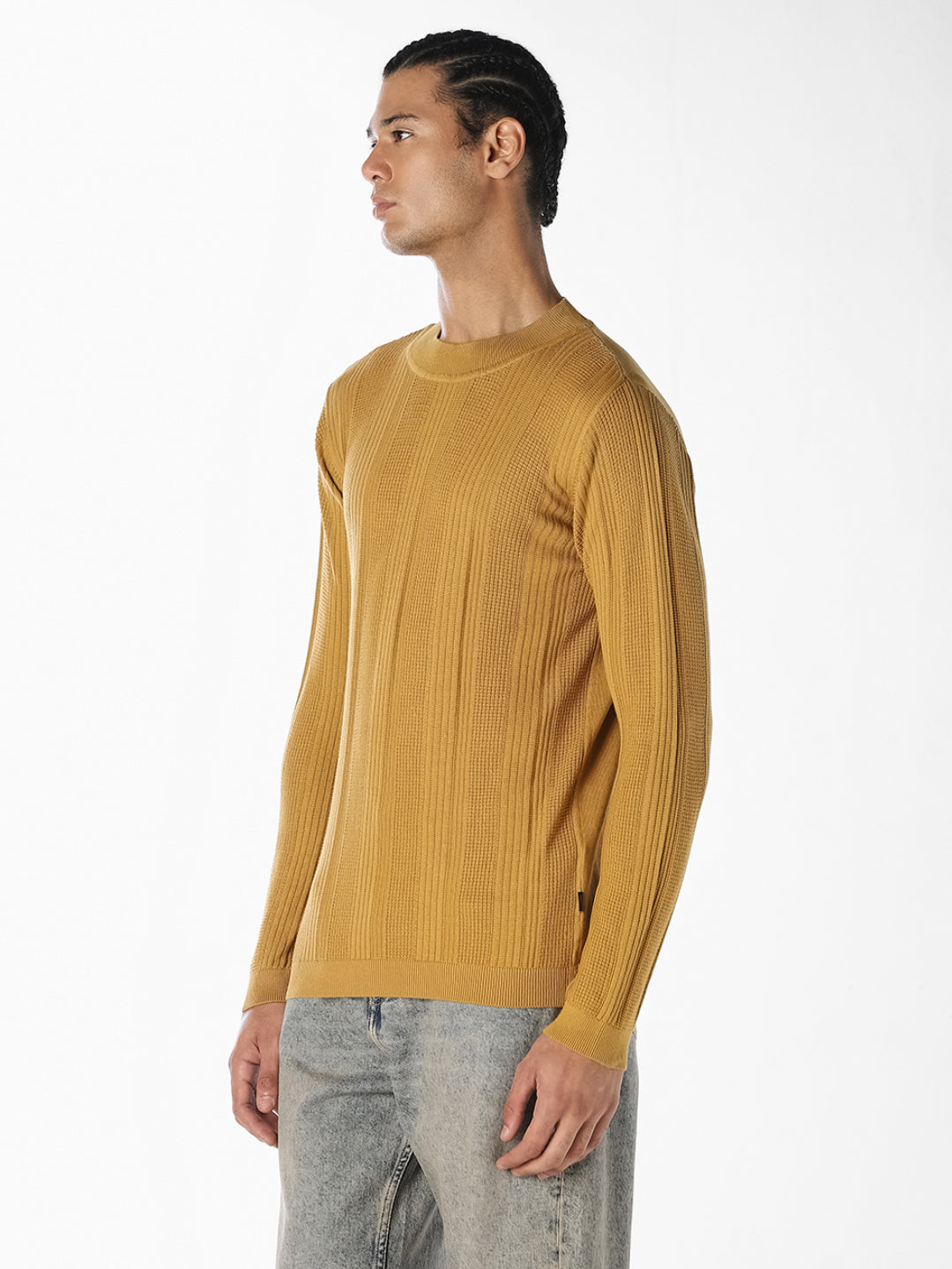 Mustard Ribbed Knit Pullover