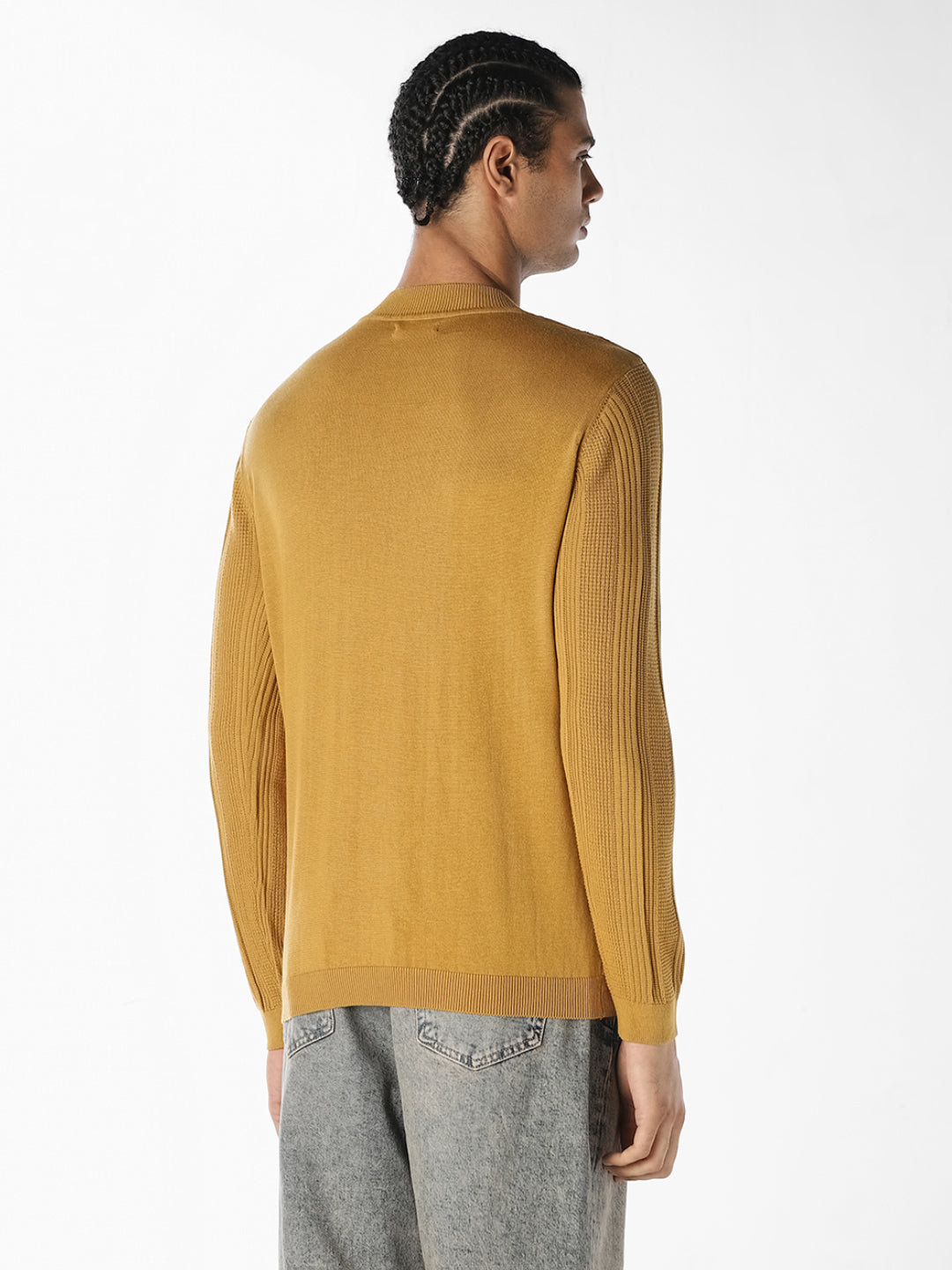 Mustard Ribbed Knit Pullover