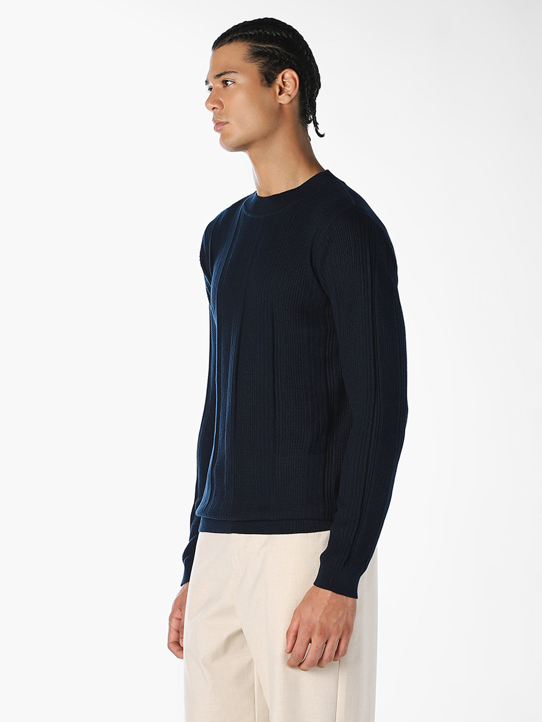 Ribbed Knit Cotton Pullover