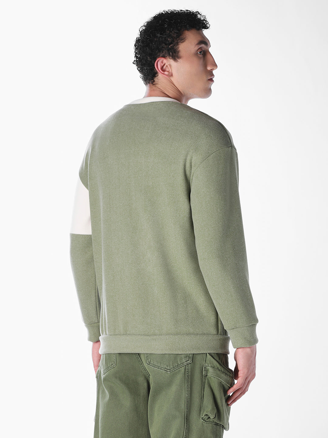 Green Solid Oversized Fit Sweatshirt