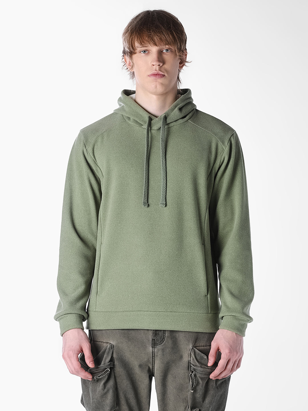 Green Solid Regular Fit Sweatshirt