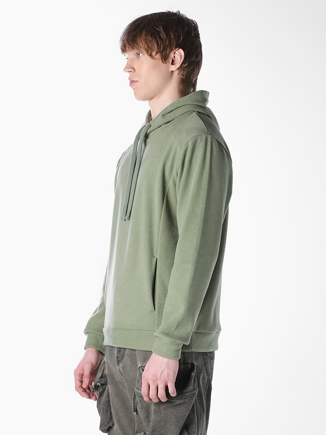 Green Solid Regular Fit Sweatshirt