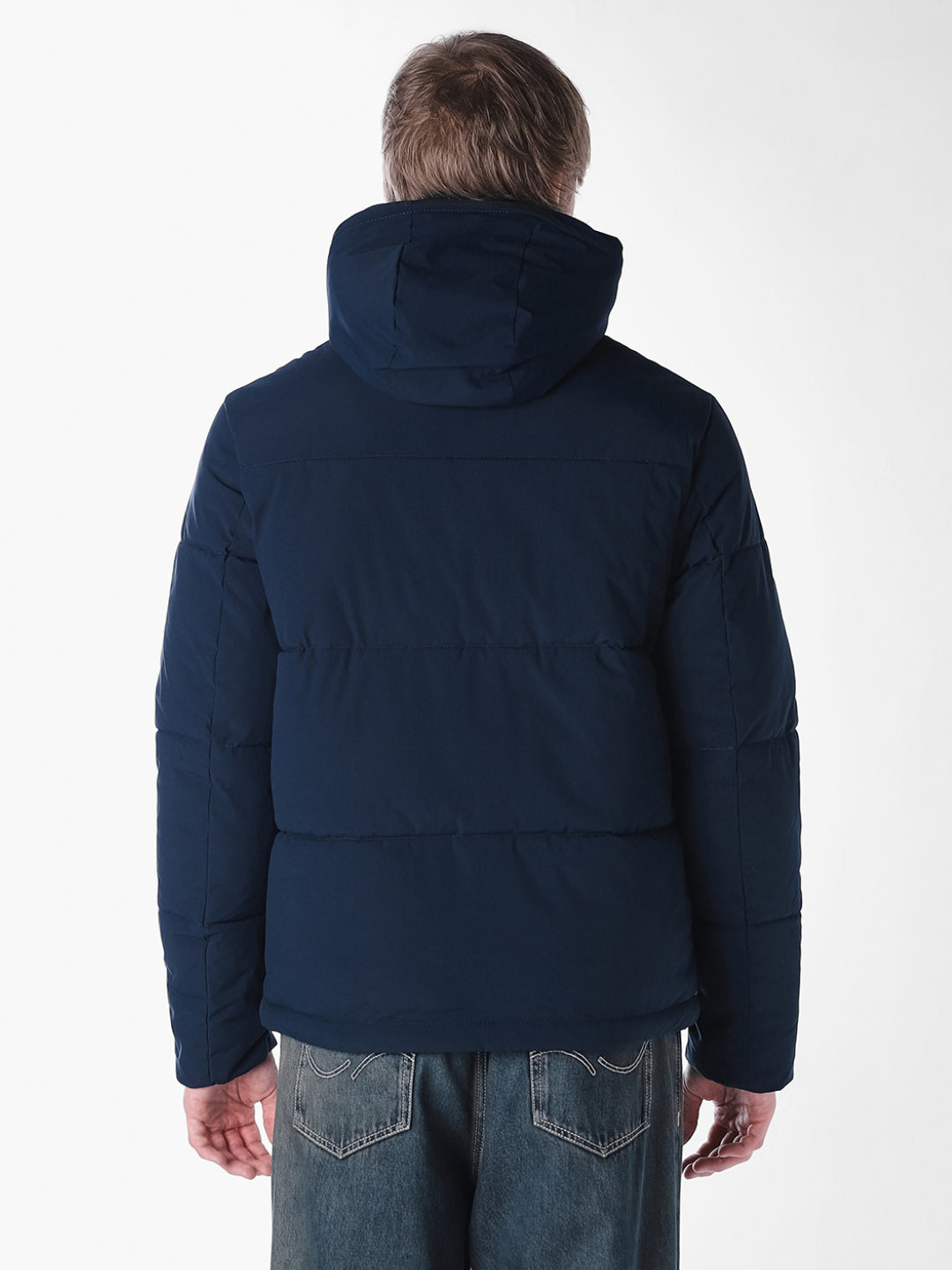 Blue Solid Regular Fit Jacket