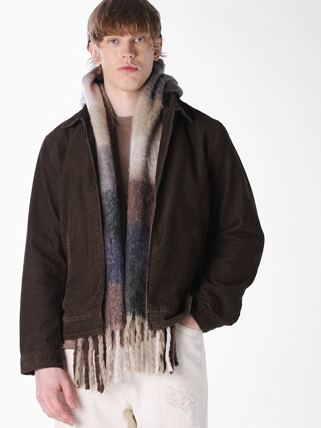 Brown Solid Regular Fit Jacket
