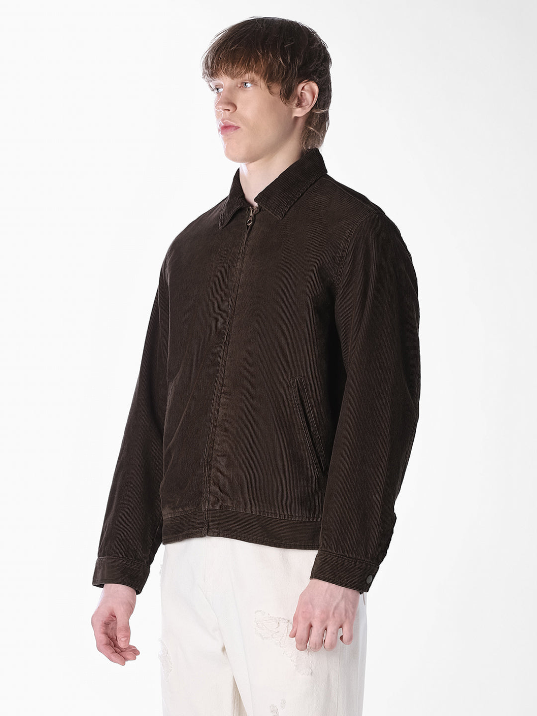 Brown Solid Regular Fit Jacket
