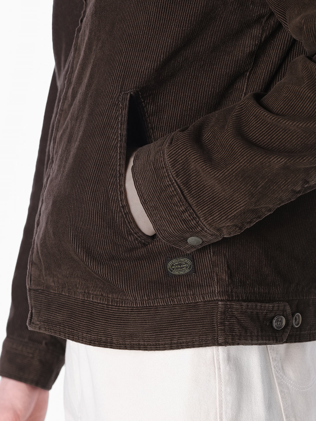 Brown Solid Regular Fit Jacket