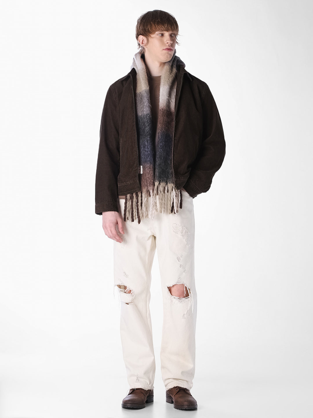 Brown Solid Regular Fit Jacket