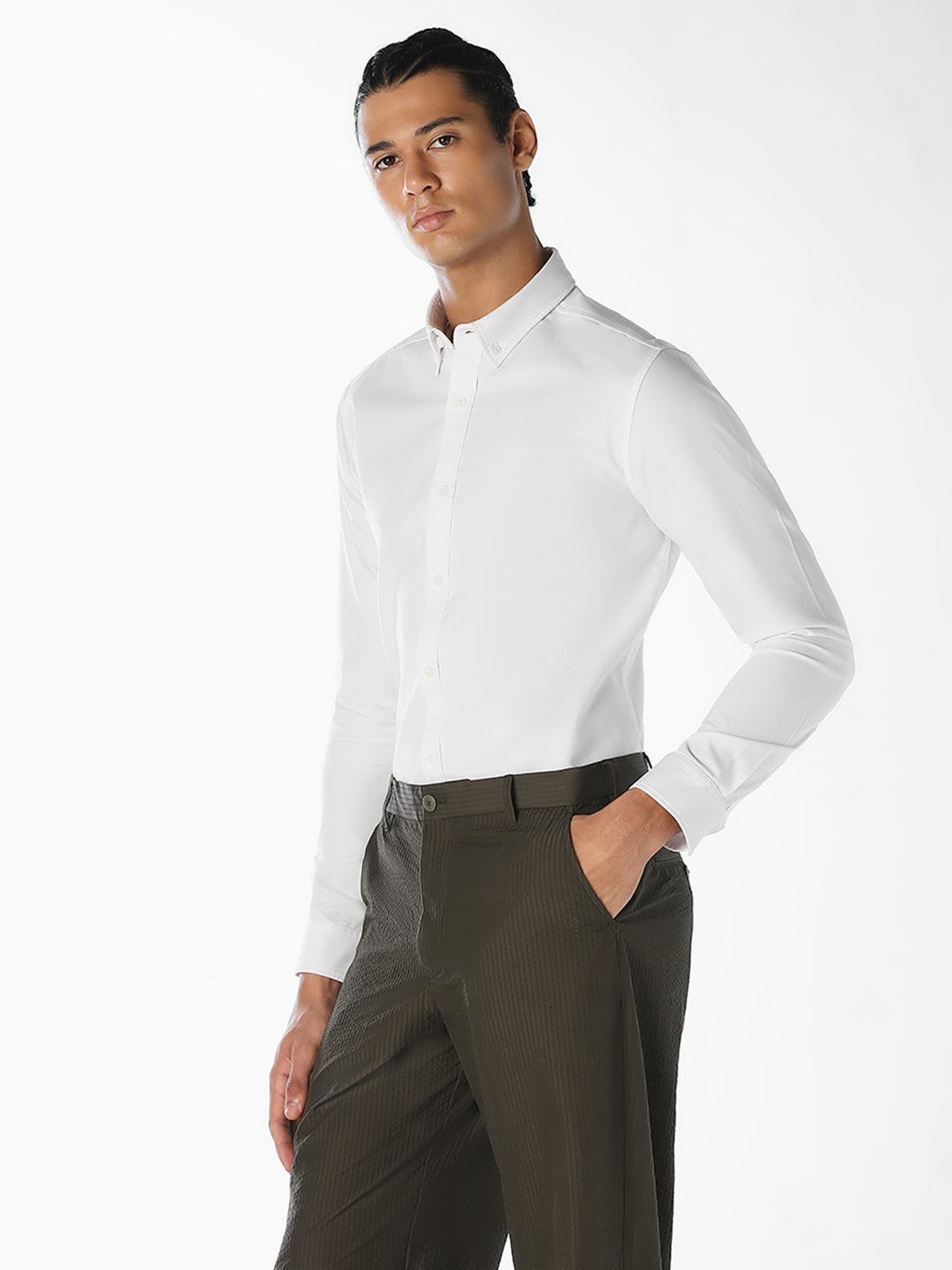 White Cotton Regular Fit Shirt