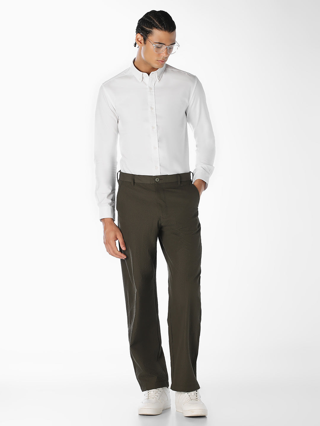 White Cotton Regular Fit Shirt
