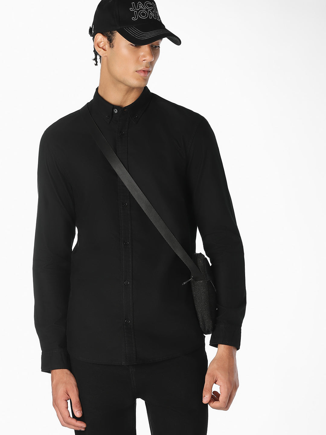 Black Cotton Regular Fit Shirt
