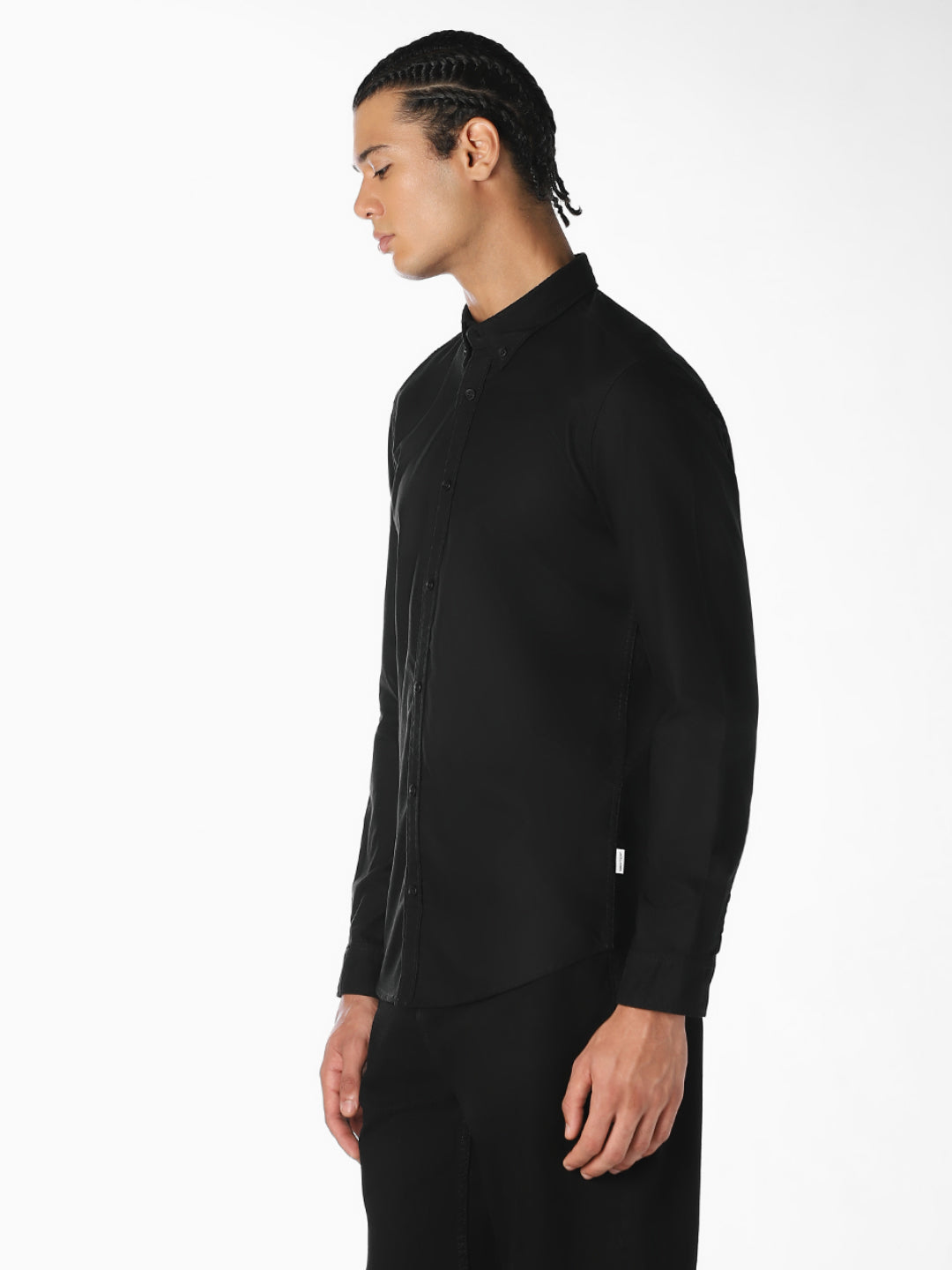 Black Cotton Regular Fit Shirt