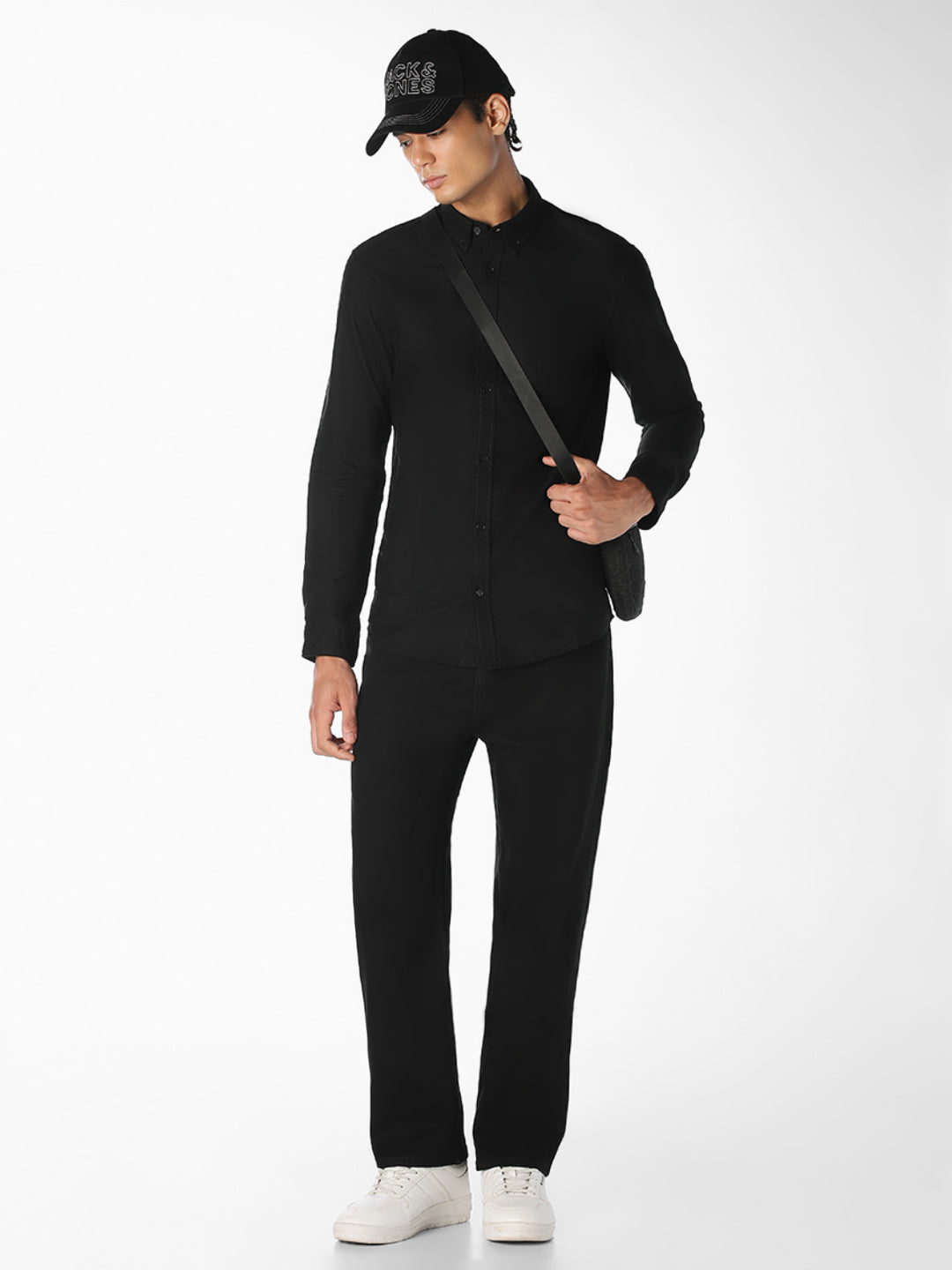 Black Cotton Regular Fit Shirt