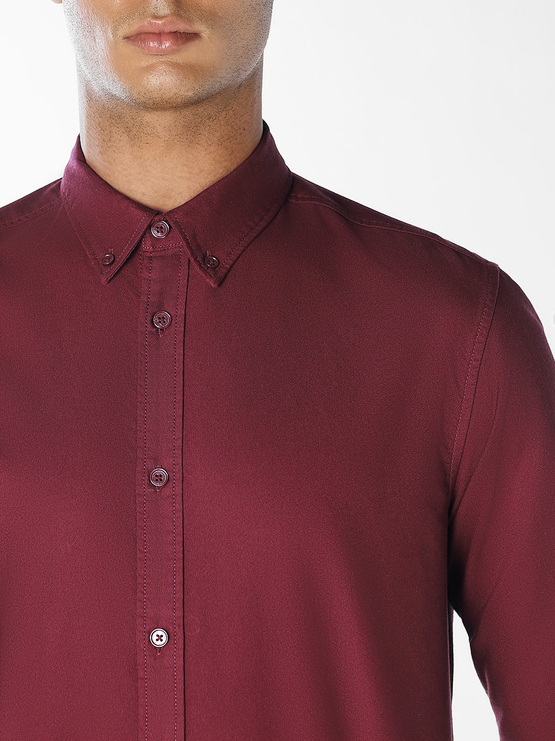 Maroon Cotton Slim Fit Shirt