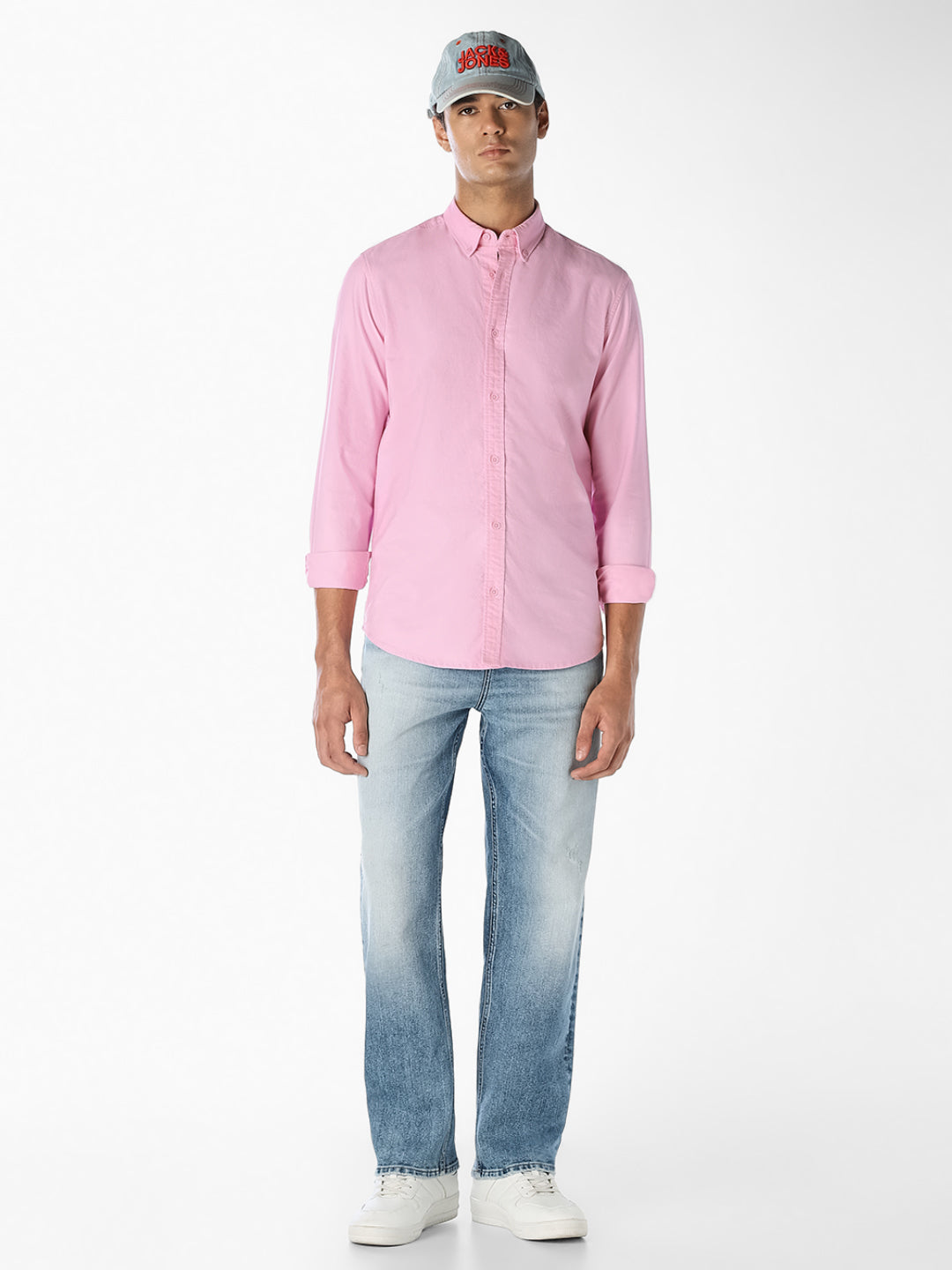Pink Cotton Slim Fit Shirt