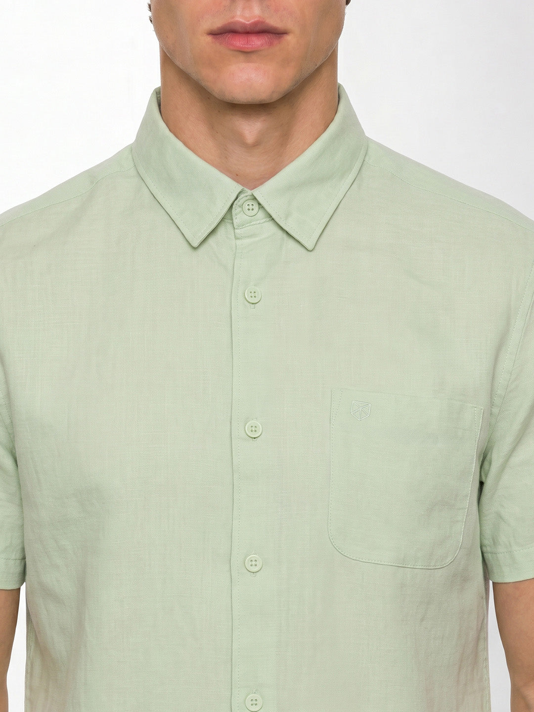 Pastel Green Linen Blend Shirt