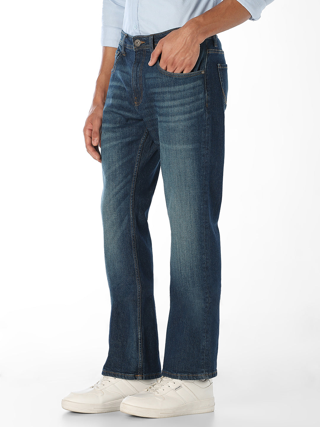 Blue Washed Cliff Bootcut Jeans