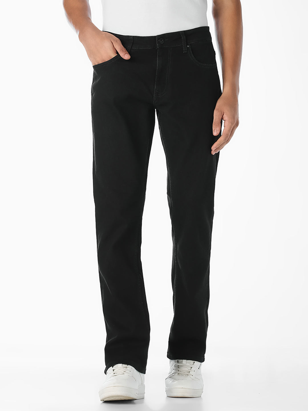 Black Low Rise Clark Regular Fit Jeans
