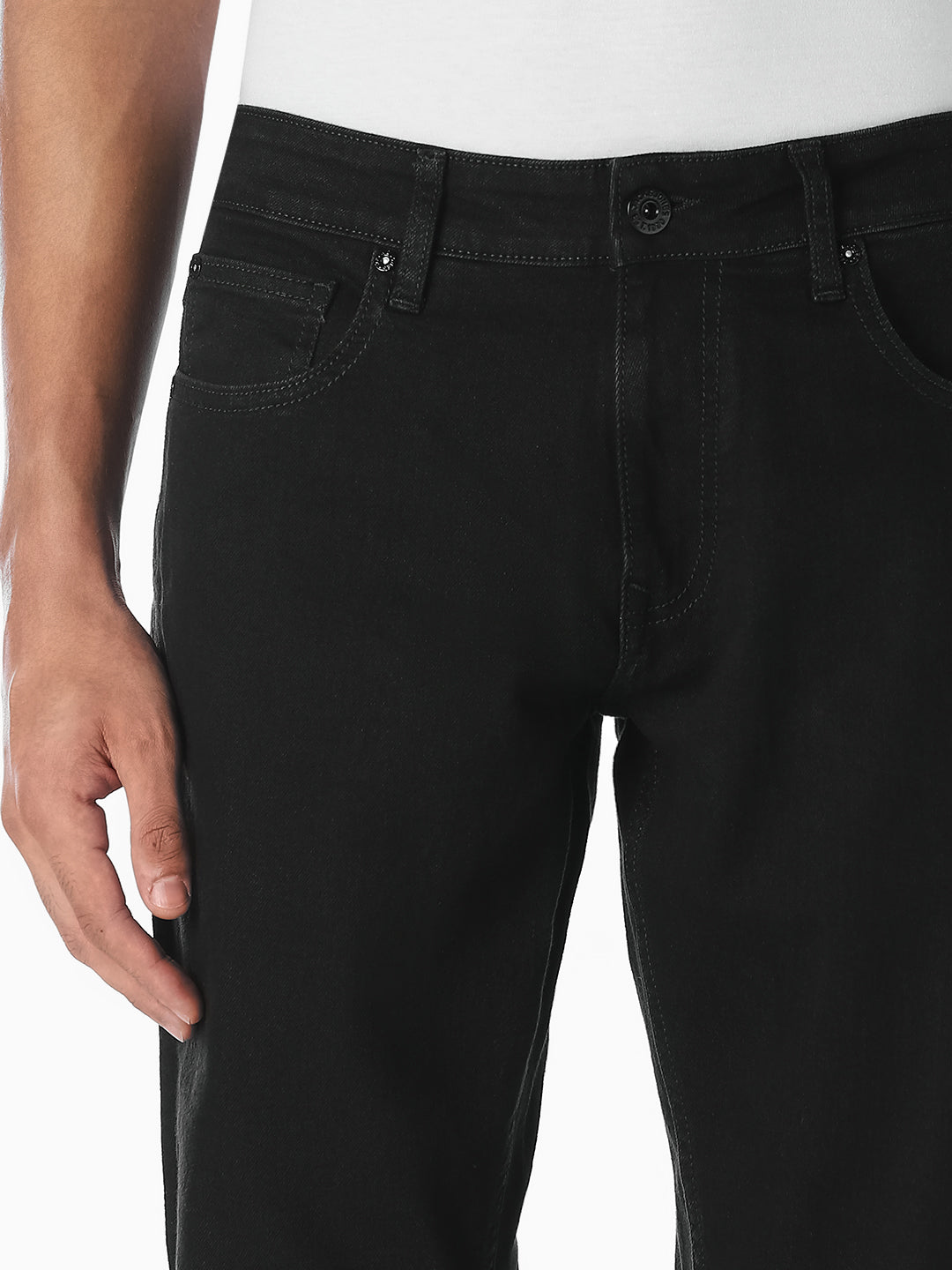 Black Low Rise Clark Regular Fit Jeans