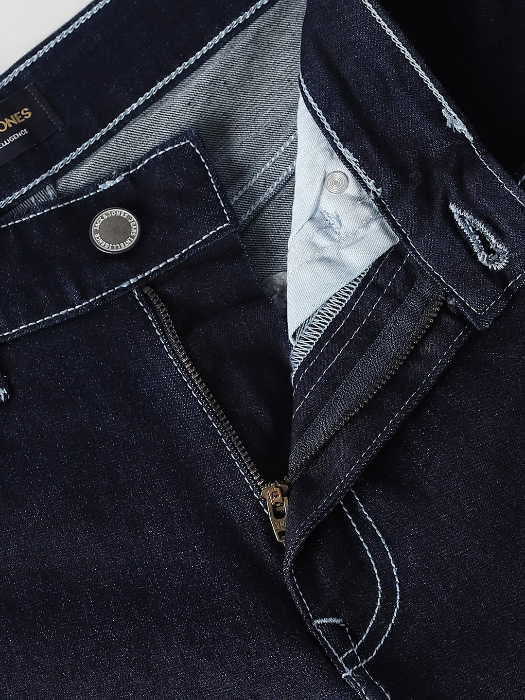 Blue Contrast Stitch Bootcut Jeans