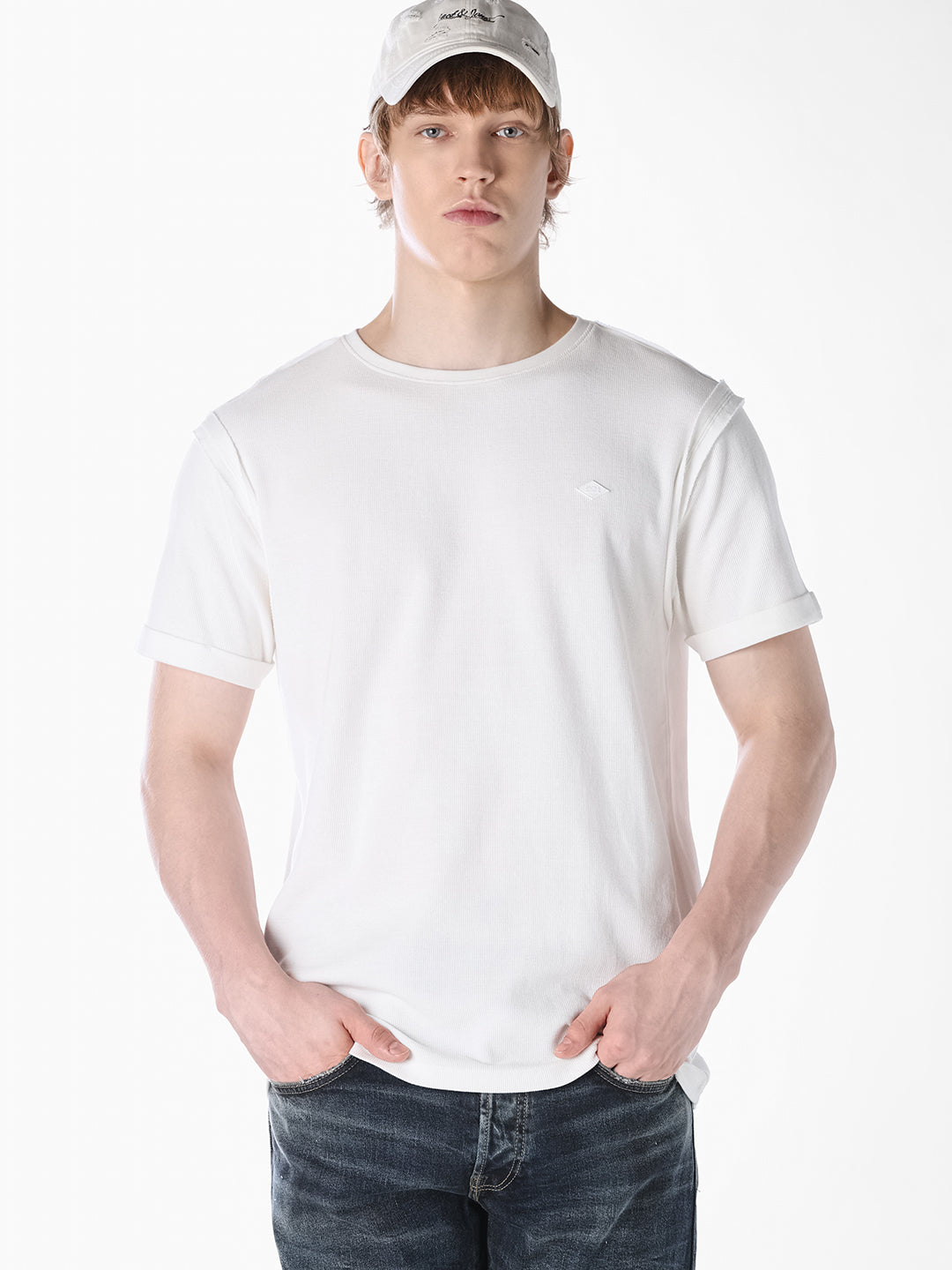 White Cotton Crew Neck T-shirt