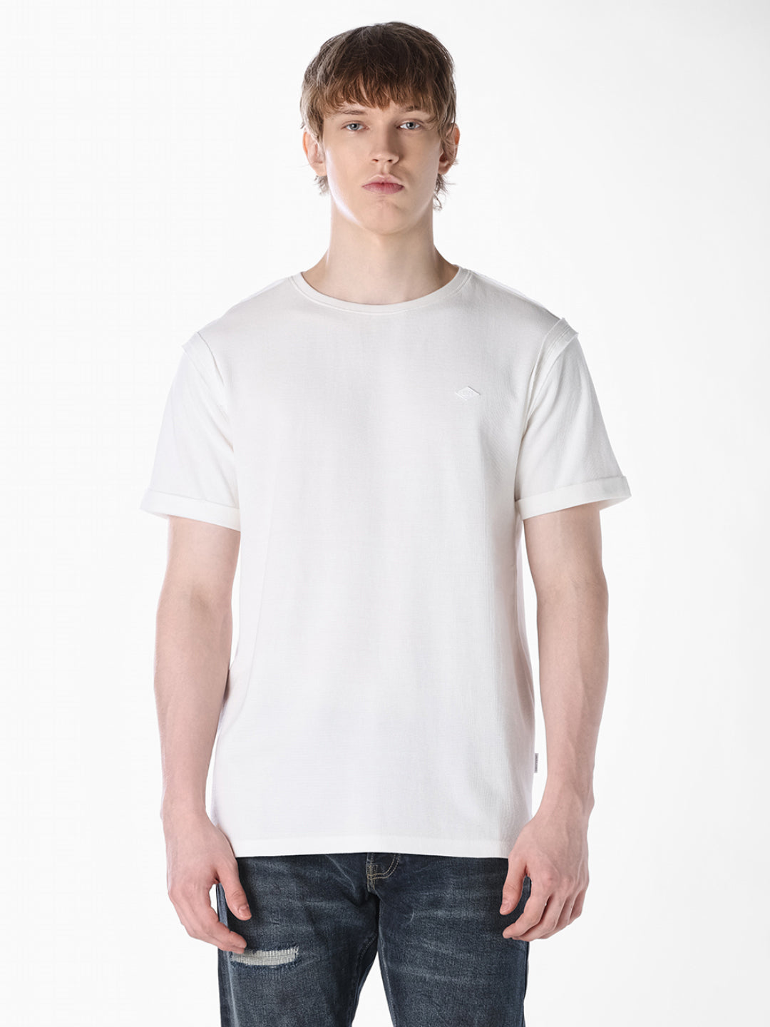 White Cotton Crew Neck T-shirt